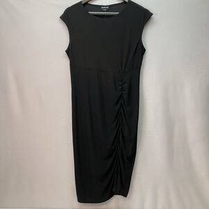 BEBE Womens Black‎ Ruched Midi Sleeveless Bodycon Midi Dress Size XL